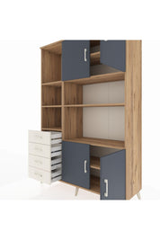 Hyperion Dolap 8 Raflı 4 Çekmeceli 4 Kapaklı 132x44x195 Çam-Antrasit/Aytaşı