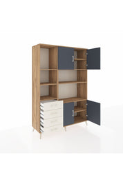 Hyperion Dolap 8 Raflı 4 Çekmeceli 4 Kapaklı 132x44x195 Çam-Antrasit/Aytaşı