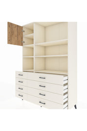 Hyperion Dolap 7 Raflı 8 Çekmeceli Tek Kapaklı  132x44x195 Aytaşı-Çam/Aytaşı
