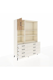 Hyperion Dolap 7 Raflı 8 Çekmeceli Tek Kapaklı  132x44x195 Aytaşı-Çam/Aytaşı