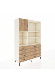 Hyperion Dolap 7 Raflı 8 Çekmeceli Tek Kapaklı  132x44x195 Aytaşı-Çam/Çam