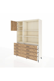 Hyperion Dolap 7 Raflı 8 Çekmeceli Tek Kapaklı  132x44x195 Aytaşı-Çam/Çam