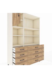 Hyperion Dolap 7 Raflı 8 Çekmeceli Tek Kapaklı  132x44x195 Aytaşı-Çam/Çam