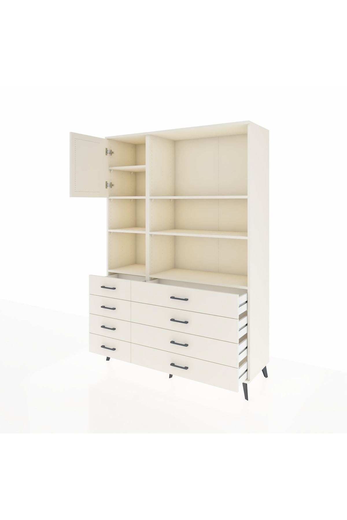 Hyperion Dolap 7 Raflı 8 Çekmeceli Tek Kapaklı  132x44x195 Aytaşı-Aytaşı/Aytaşı