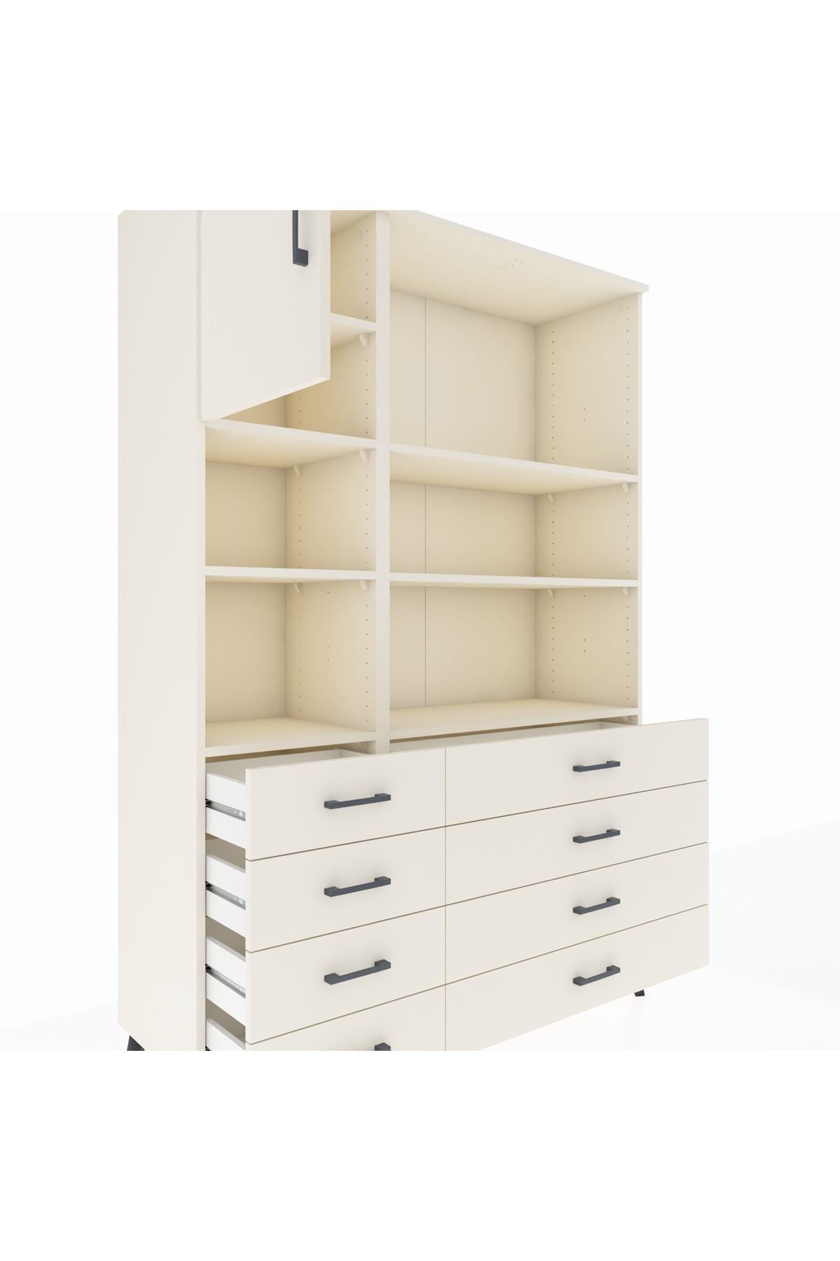 Hyperion Dolap 7 Raflı 8 Çekmeceli Tek Kapaklı  132x44x195 Aytaşı-Aytaşı/Aytaşı