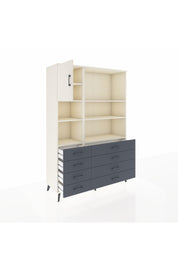 Hyperion Dolap 7 Raflı 8 Çekmeceli Tek Kapaklı  132x44x195 Aytaşı-Aytaşı/Antrasit
