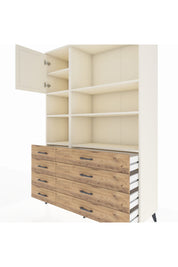 Hyperion Dolap 7 Raflı 8 Çekmeceli Tek Kapaklı  132x44x195 Aytaşı-Aytaşı/Çam