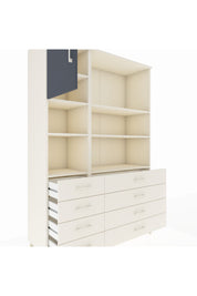 Hyperion Dolap 7 Raflı 8 Çekmeceli Tek Kapaklı  132x44x195 Aytaşı-Antrasit/Aytaşı