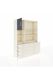 Hyperion Dolap 7 Raflı 8 Çekmeceli Tek Kapaklı  132x44x195 Aytaşı-Antrasit/Aytaşı