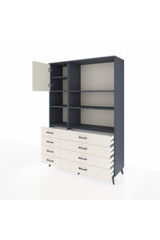Hyperion Dolap 7 Raflı 8 Çekmeceli Tek Kapaklı  132x44x195 Antrasit-Aytaşı/Aytaşı