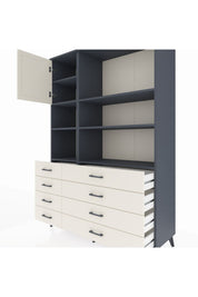 Hyperion Dolap 7 Raflı 8 Çekmeceli Tek Kapaklı  132x44x195 Antrasit-Aytaşı/Aytaşı