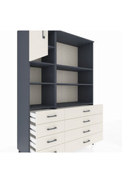 Hyperion Dolap 7 Raflı 8 Çekmeceli Tek Kapaklı  132x44x195 Antrasit-Aytaşı/Aytaşı