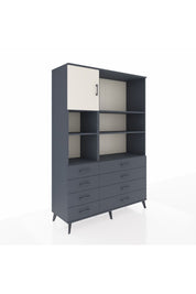 Hyperion Dolap 7 Raflı 8 Çekmeceli Tek Kapaklı  132x44x195 Antrasit-Aytaşı/Antrasit