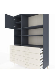 Hyperion Dolap 7 Raflı 8 Çekmeceli Tek Kapaklı  132x44x195 Antrasit-Antrasit/Aytaşı