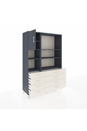 Hyperion Dolap 7 Raflı 8 Çekmeceli Tek Kapaklı  132x44x195 Antrasit-Antrasit/Aytaşı