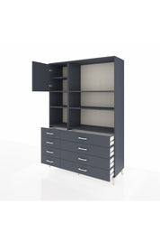 Hyperion Dolap 7 Raflı 8 Çekmeceli Tek Kapaklı  132x44x195 Antrasit-Antrasit/Antrasit