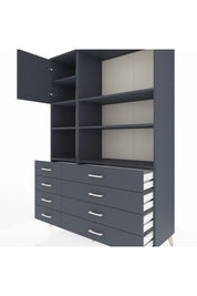 Hyperion Dolap 7 Raflı 8 Çekmeceli Tek Kapaklı  132x44x195 Antrasit-Antrasit/Antrasit