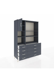 Hyperion Dolap 7 Raflı 8 Çekmeceli Tek Kapaklı  132x44x195 Antrasit-Antrasit/Antrasit