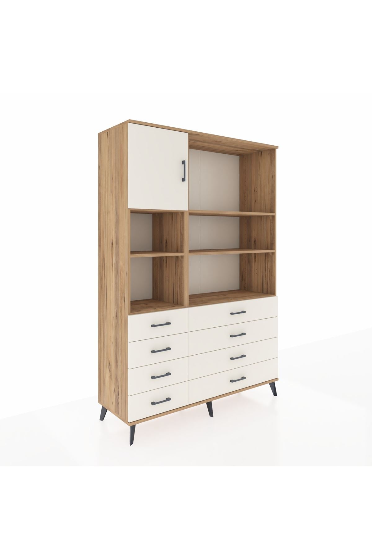 Hyperion Dolap 7 Raflı 8 Çekmeceli Tek Kapaklı  132x44x195 Çam-Aytaşı/Aytaşı