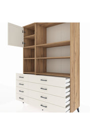 Hyperion Dolap 7 Raflı 8 Çekmeceli Tek Kapaklı  132x44x195 Çam-Aytaşı/Aytaşı