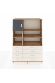 Hyperion Dolap 7 Raflı 8 Çekmeceli Tek Kapaklı  132x44x195 Çam-Antrasit/Aytaşı