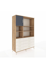 Hyperion Dolap 7 Raflı 8 Çekmeceli Tek Kapaklı  132x44x195 Çam-Antrasit/Aytaşı