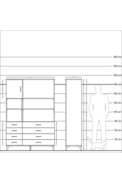 Hyperion Dolap 7 Raflı 8 Çekmeceli Tek Kapaklı  132x44x195 Çam-Antrasit/Antrasit