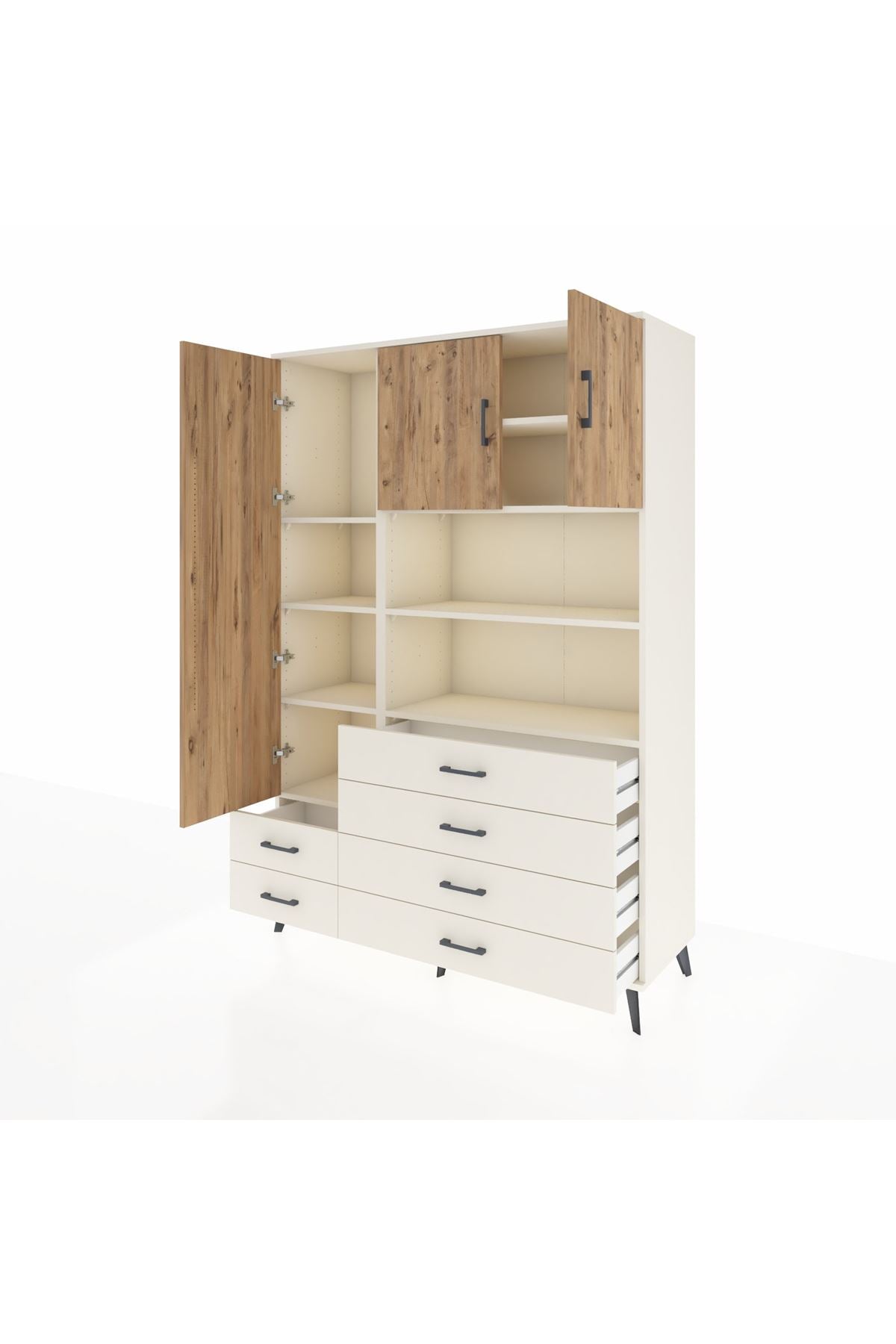 Hyperion Dolap 8 Raflı 6 Çekmeceli 3 Kapaklı 132x44x195 Aytaşı-Çam/Aytaşı