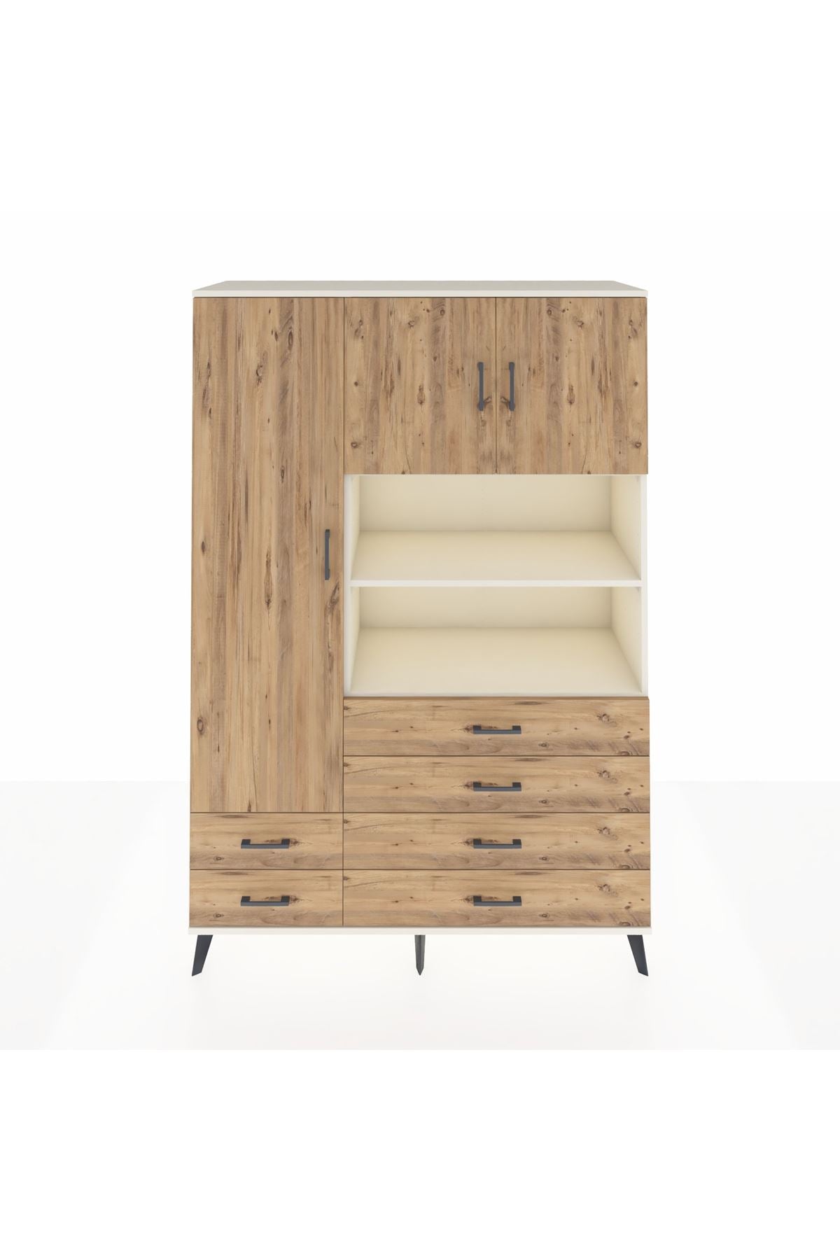 Hyperion Dolap 8 Raflı 6 Çekmeceli 3 Kapaklı 132x44x195 Aytaşı-Çam/Çam