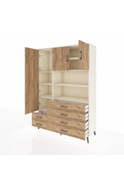 Hyperion Dolap 8 Raflı 6 Çekmeceli 3 Kapaklı 132x44x195 Aytaşı-Çam/Çam