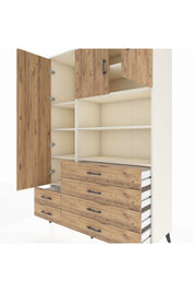 Hyperion Dolap 8 Raflı 6 Çekmeceli 3 Kapaklı 132x44x195 Aytaşı-Çam/Çam