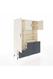 Hyperion Dolap 8 Raflı 6 Çekmeceli 3 Kapaklı 132x44x195 Aytaşı-Aytaşı/Antrasit