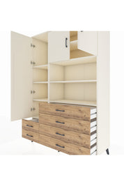 Hyperion Dolap 8 Raflı 6 Çekmeceli 3 Kapaklı 132x44x195 Aytaşı-Aytaşı/Çam