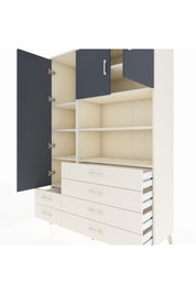 Hyperion Dolap 8 Raflı 6 Çekmeceli 3 Kapaklı 132x44x195 Aytaşı-Antrasit/Aytaşı