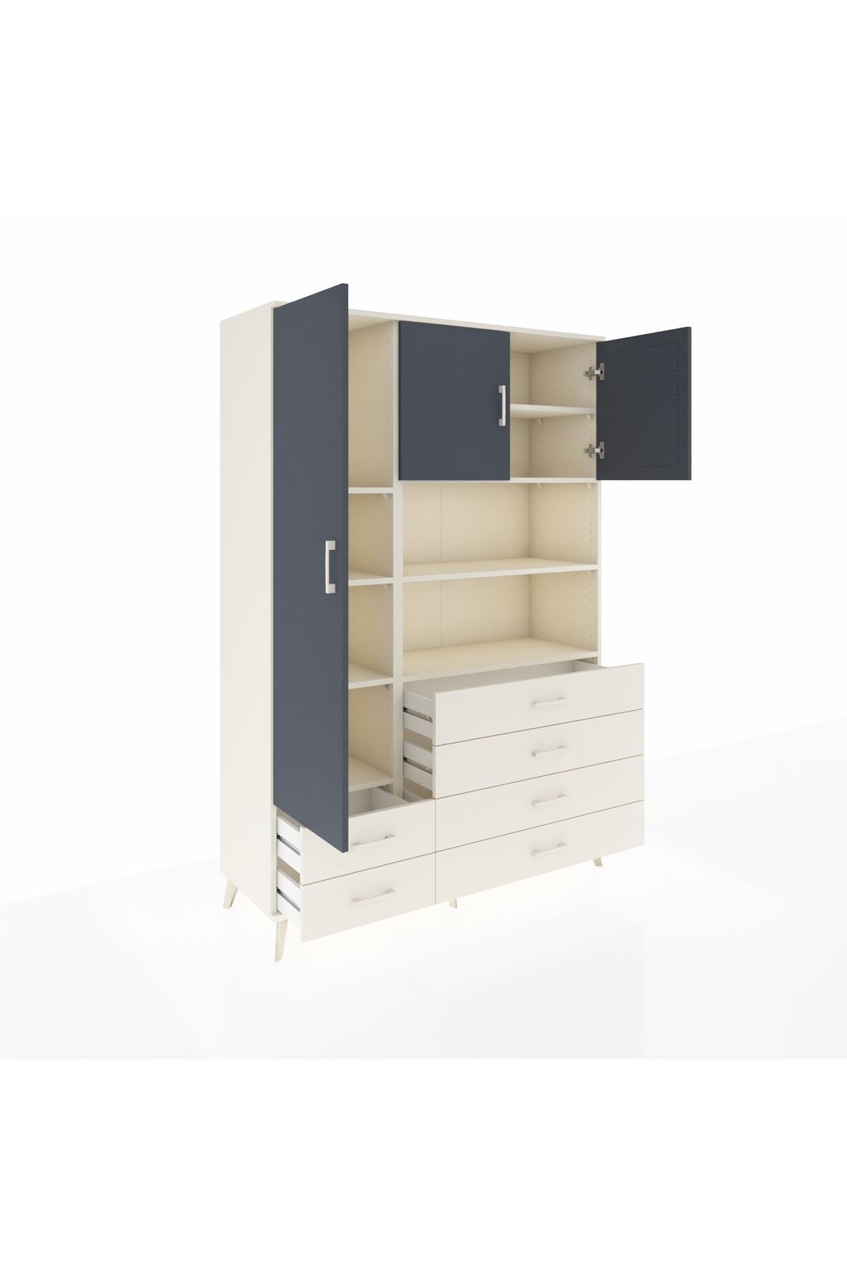 Hyperion Dolap 8 Raflı 6 Çekmeceli 3 Kapaklı 132x44x195 Aytaşı-Antrasit/Aytaşı