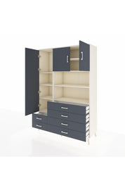 Hyperion Dolap 8 Raflı 6 Çekmeceli 3 Kapaklı 132x44x195 Aytaşı-Antrasit/Antrasit
