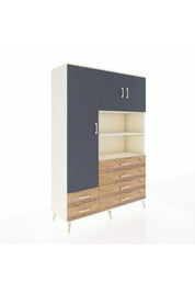 Hyperion Dolap 8 Raflı 6 Çekmeceli 3 Kapaklı 132x44x195 Aytaşı-Antrasit/Çam