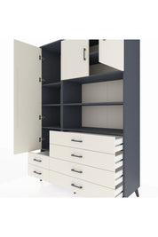 Hyperion Dolap 8 Raflı 6 Çekmeceli 3 Kapaklı 132x44x195 Antrasit-Aytaşı/Aytaşı