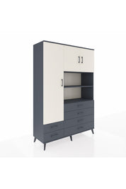 Hyperion Dolap 8 Raflı 6 Çekmeceli 3 Kapaklı 132x44x195 Antrasit-Aytaşı/Antrasit