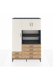 Hyperion Dolap 8 Raflı 6 Çekmeceli 3 Kapaklı 132x44x195 Antrasit-Aytaşı/Çam