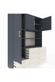 Hyperion Dolap 8 Raflı 6 Çekmeceli 3 Kapaklı 132x44x195 Antrasit-Antrasit/Aytaşı