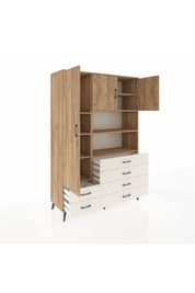 Hyperion Dolap 8 Raflı 6 Çekmeceli 3 Kapaklı 132x44x195 Çam-Çam/Aytaşı