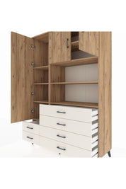 Hyperion Dolap 8 Raflı 6 Çekmeceli 3 Kapaklı 132x44x195 Çam-Çam/Aytaşı