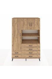 Hyperion Dolap 8 Raflı 6 Çekmeceli 3 Kapaklı 132x44x195 Çam-Çam/Çam