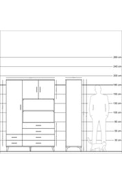 Hyperion Dolap 8 Raflı 6 Çekmeceli 3 Kapaklı 132x44x195 Çam-Çam/Çam