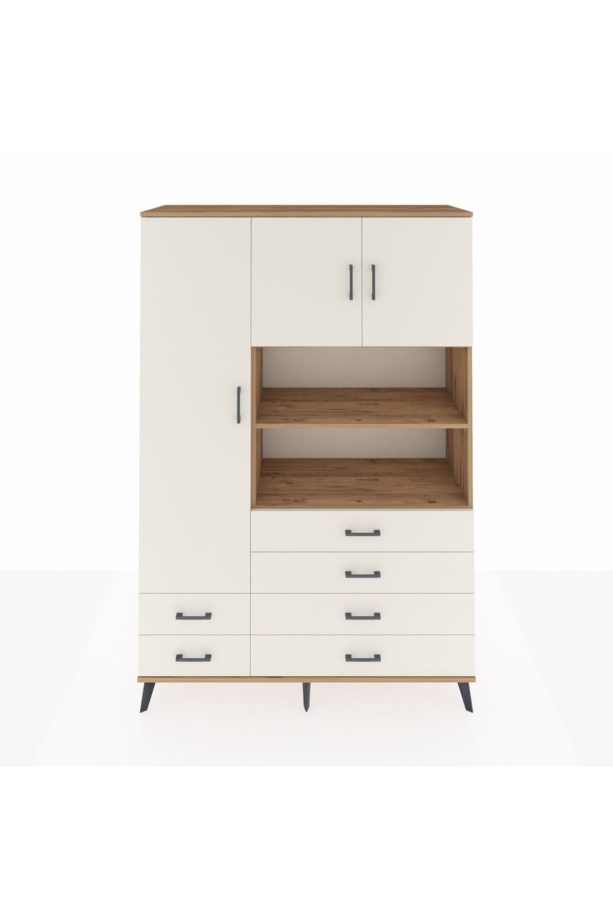 Hyperion Dolap 8 Raflı 6 Çekmeceli 3 Kapaklı 132x44x195 Çam-Aytaşı/Aytaşı