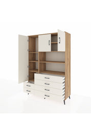 Hyperion Dolap 8 Raflı 6 Çekmeceli 3 Kapaklı 132x44x195 Çam-Aytaşı/Aytaşı