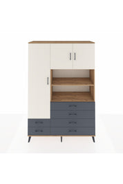 Hyperion Dolap 8 Raflı 6 Çekmeceli 3 Kapaklı 132x44x195 Çam-Aytaşı/Antrasit