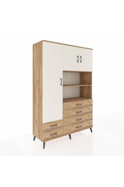 Hyperion Dolap 8 Raflı 6 Çekmeceli 3 Kapaklı 132x44x195 Çam-Aytaşı/Çam