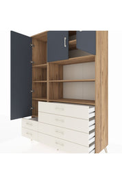 Hyperion Dolap 8 Raflı 6 Çekmeceli 3 Kapaklı 132x44x195 Çam-Antrasit/Aytaşı